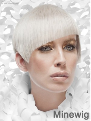 Lace Front Boycuts Short Straight 8 inch Platinum Blonde Cheapest Fashion Wigs