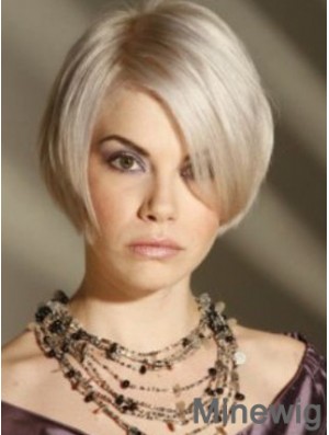 Capless Grey Short Straight 8 inch Platinum Blonde Amazing Fashion Wigs