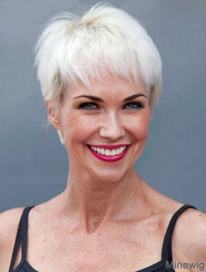 Buy Wigs With Remy Capless Straight Style Short Length Grey Cut