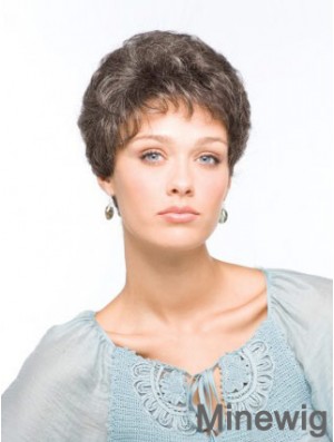 Synthetic Beautiful Short Wavy Grey Wigs